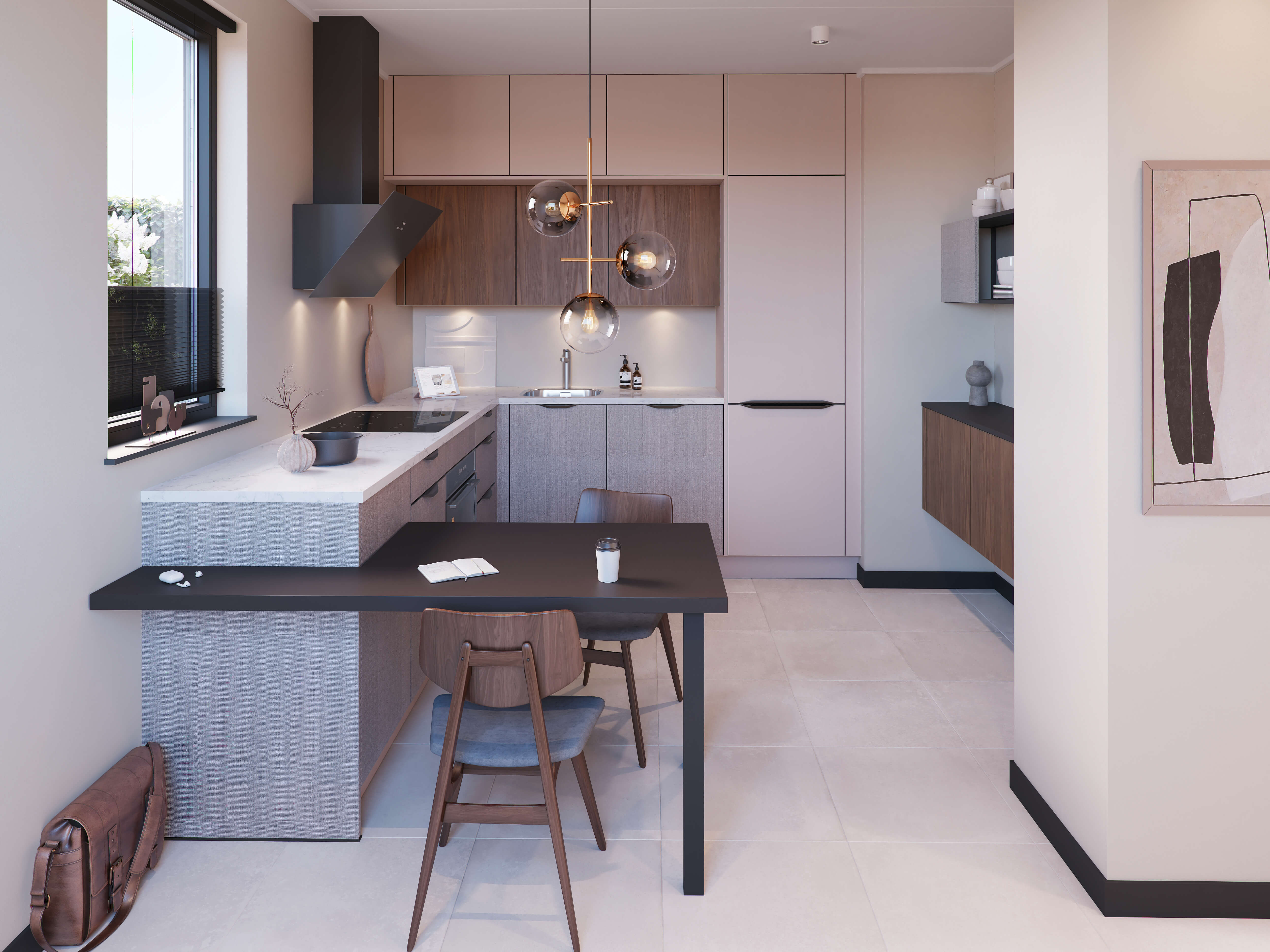 Design keuken in u-vorm met bar