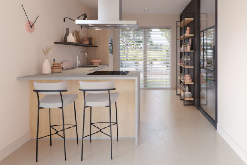 compacte hoekkeuken met schiereiland